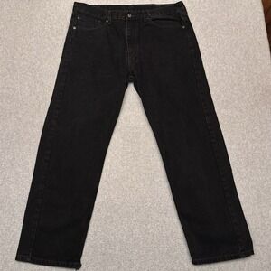 Levi's 505 Jeans Mens 38x30 Black Regular Straight Dark Wash Denim FITS 37x29